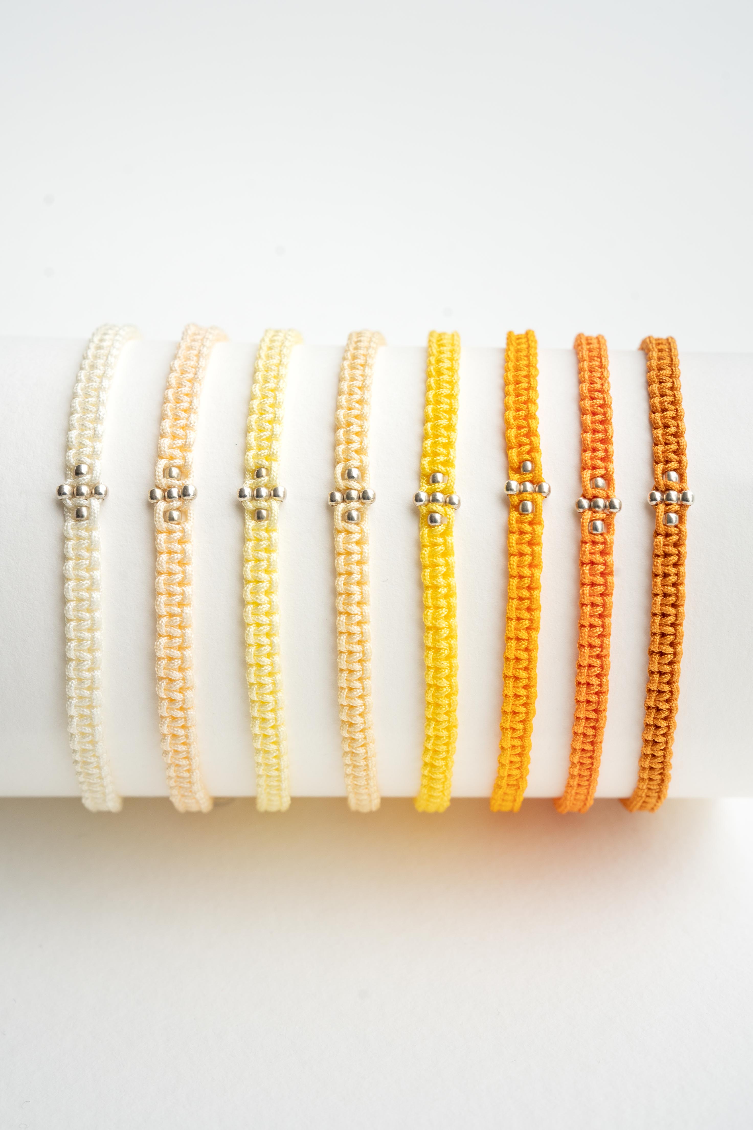 Bracelet en cordon polyester avec perles argent pour homme Byciclou