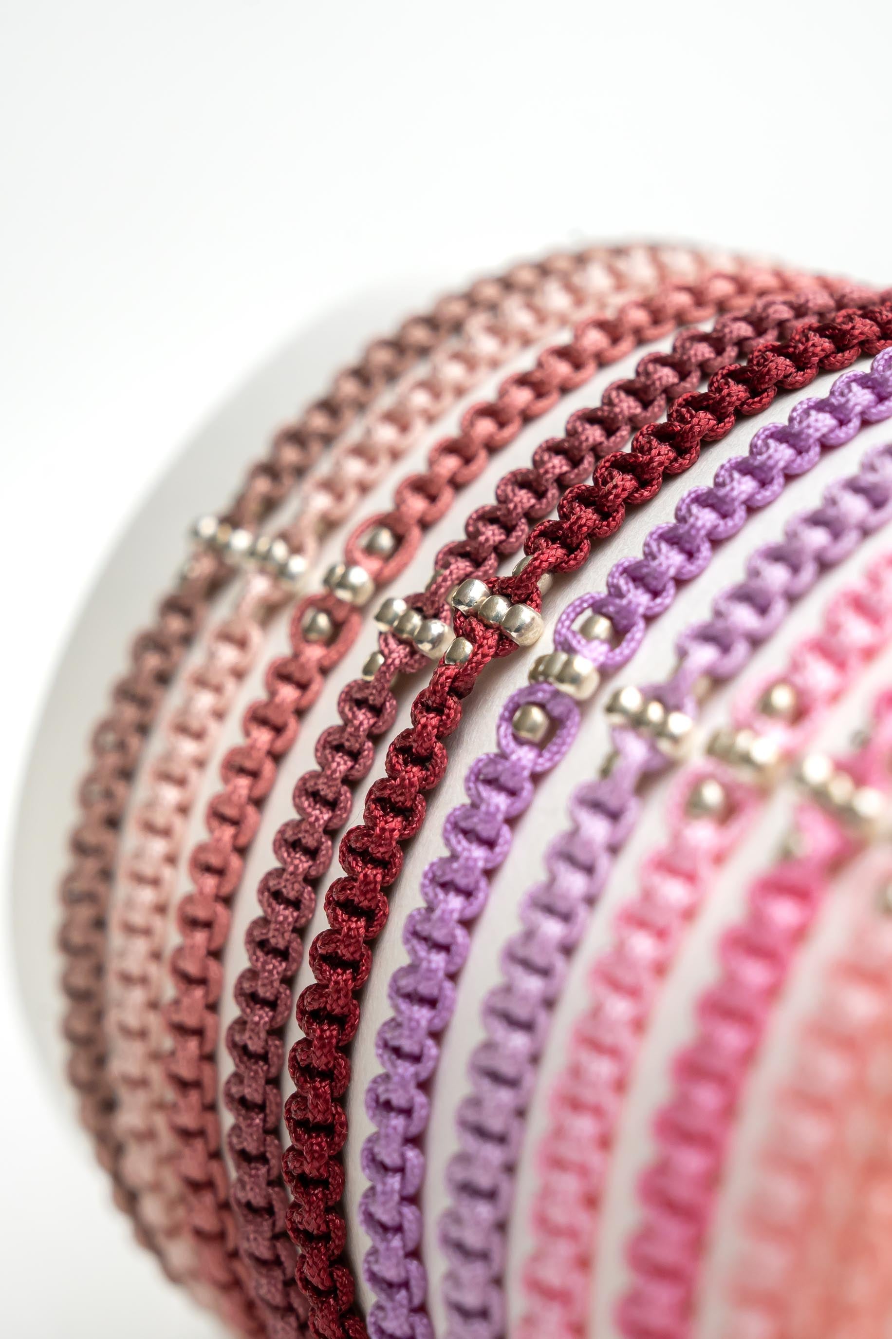 Bracelet homme cordon polyester avec perles argent Byciclou